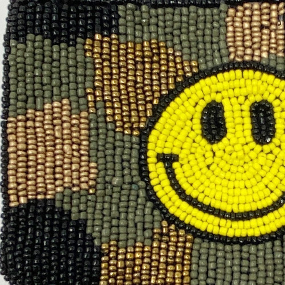 Smiley Face Camo Beaded Coin Purse - Picture 5 of 6